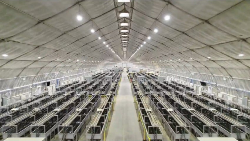 Interior of rapid-deployment data center with modular racks